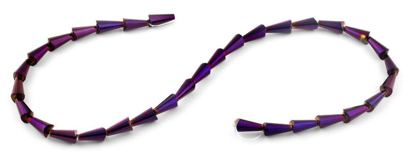 6x12mm Purple Cone Faceted Crystal Beads