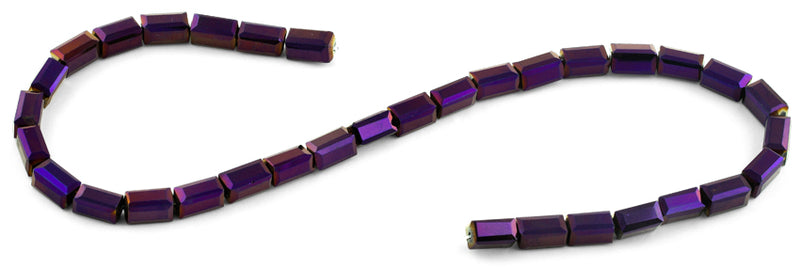 6x12mm Purple Rectangle Faceted Crystal Beads