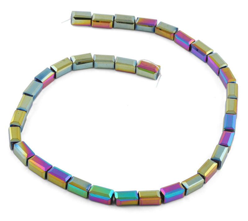 6x12mm Rainbow Rectangle Faceted Crystal Beads