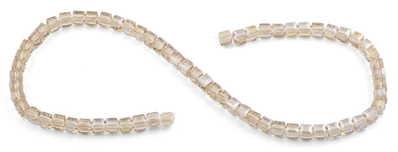 6X6mm Beige Square Faceted Crystal Beads