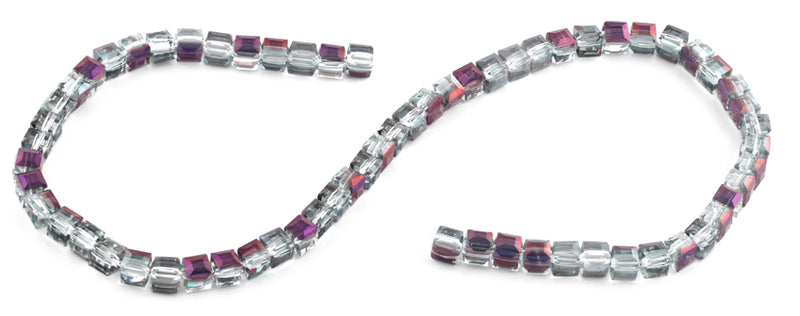 6X6mm Clear Purple Faceted Crystal Beads