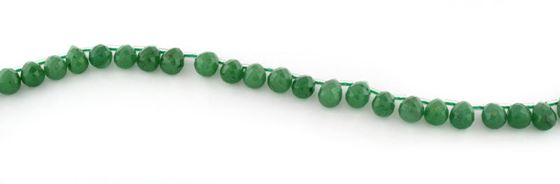 6x9mm Facet Drop Green Aventurine Gem Stone Beads