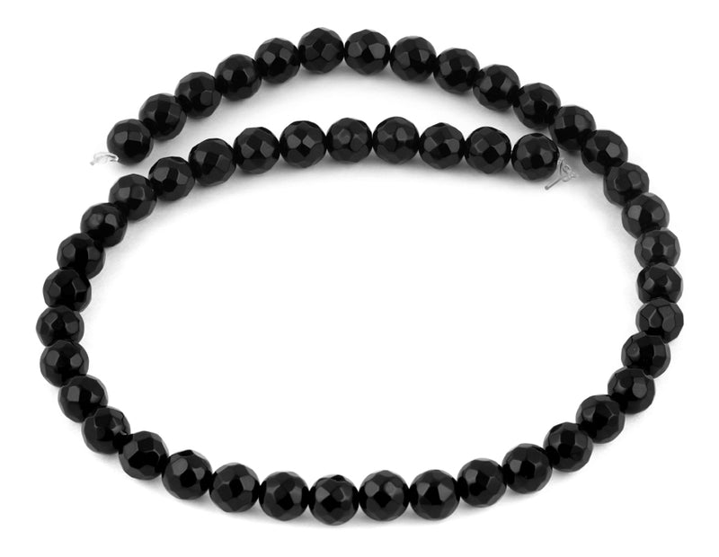 8mm Black Agate Faceted Gem Stone Beads