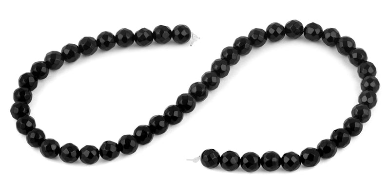 8mm Black Agate Faceted Gem Stone Beads