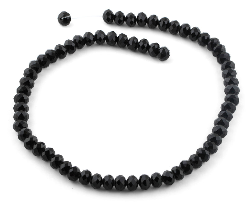8mm Black Faceted Rondelle Crystal Beads