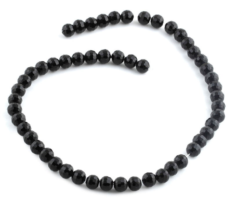 8mm Black Faceted Round Crystal Beads