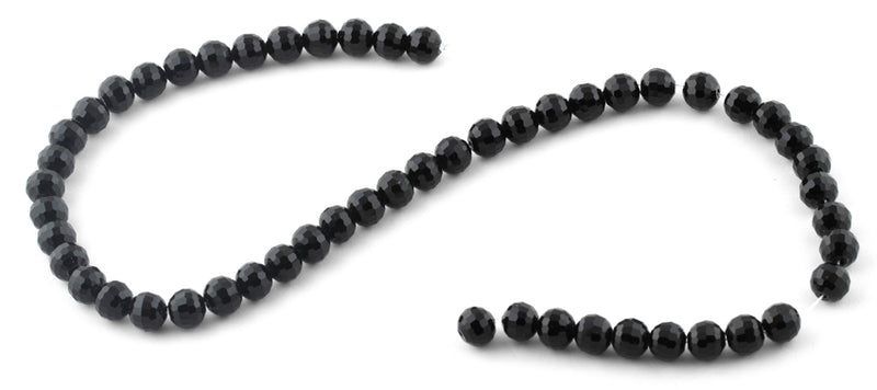 8mm Black Faceted Round Crystal Beads