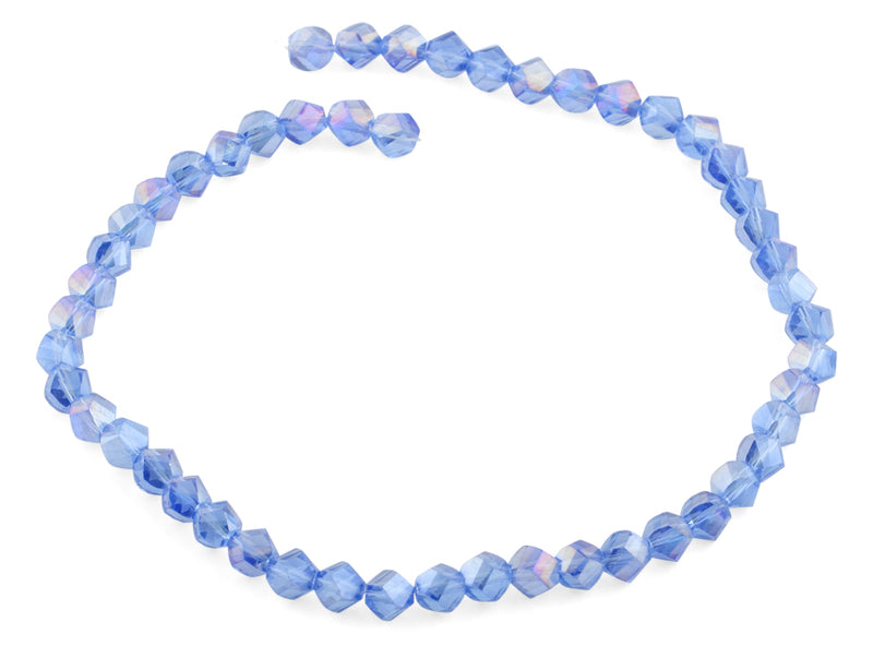 8mm Blue Twist Faceted Crystal Beads