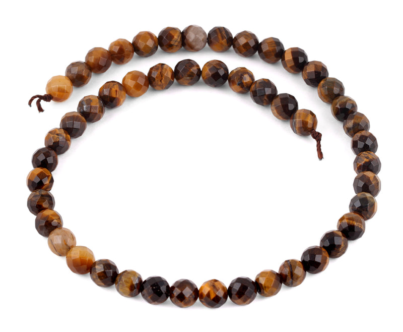8mm Brown Tiger Eye Faceted Gem Stone Beads