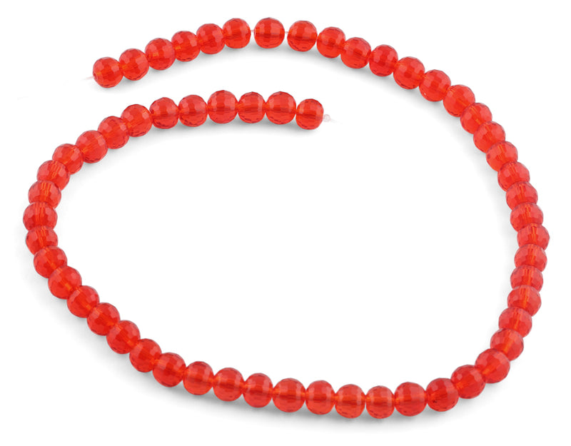 8mm Clear Red Faceted Round Crystal Beads