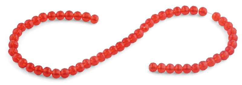 8mm Clear Red Faceted Round Crystal Beads