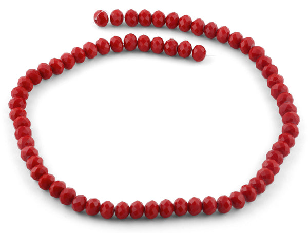 8mm Dark Red Faceted Rondelle Glass Beads
