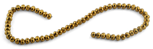 8mm Gold Faceted Rondelle Crystal Beads