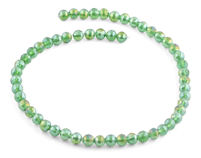 8mm Green Faceted Round Crystal Beads