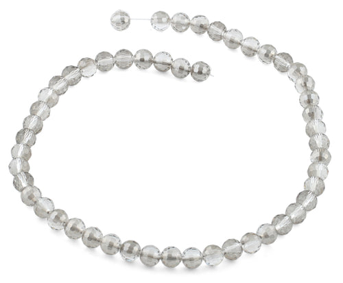 8mm Grey Round Faceted Crystal Beads
