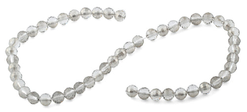 8mm Grey Round Faceted Crystal Beads