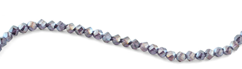 8mm Metal Blue Twist Faceted Crystal Beads