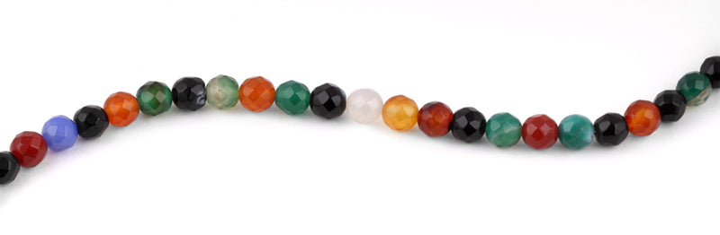 8mm Multi-Color Agate Faceted Gem Stone Beads