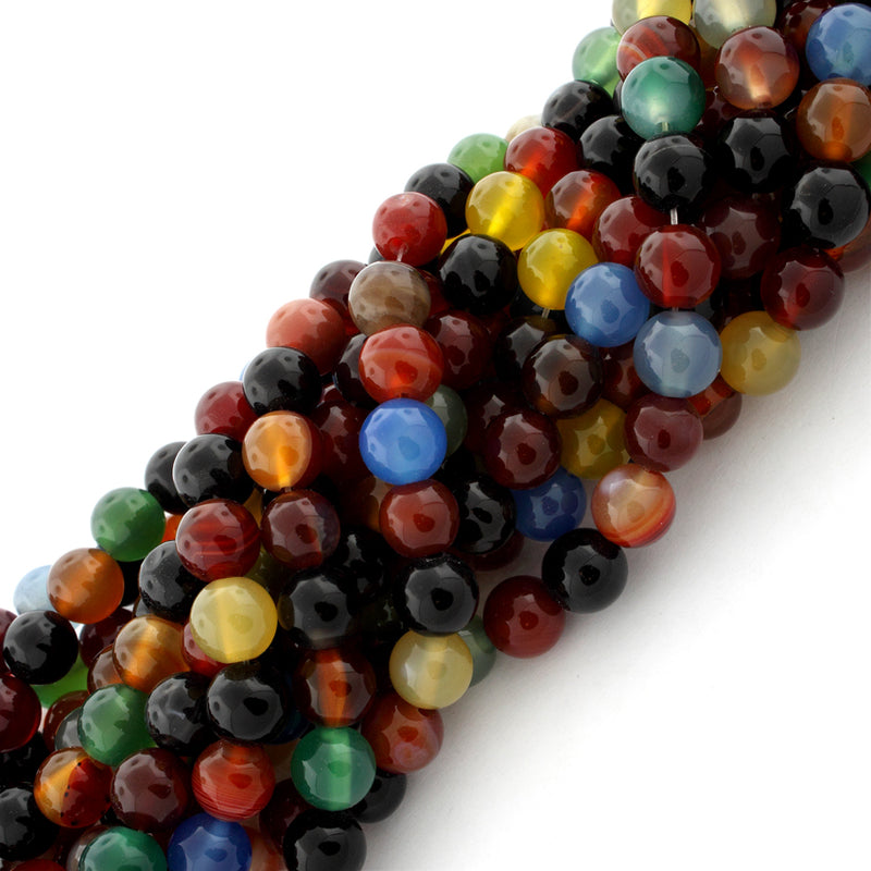 8mm Multi Color Agate Gem Stone Beads
