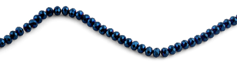 8mm Navy Blue Faceted Rondelle Crystal Beads