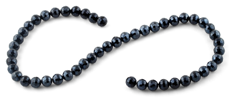 8mm Navy Blue Round Faceted Crystal Beads