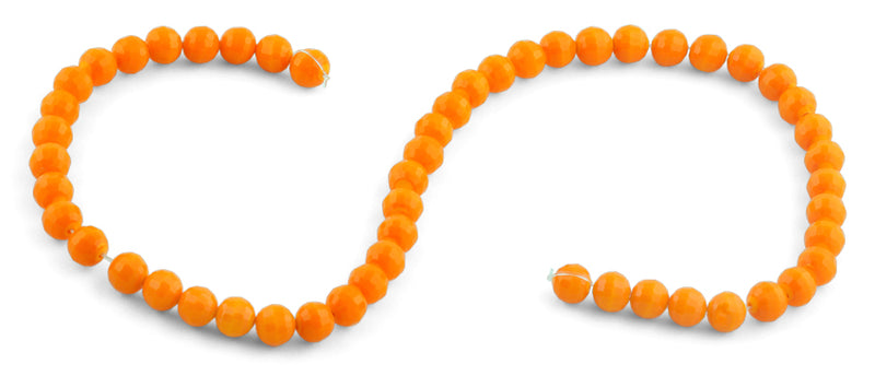 8mm Orange Faceted Round Crystal Beads