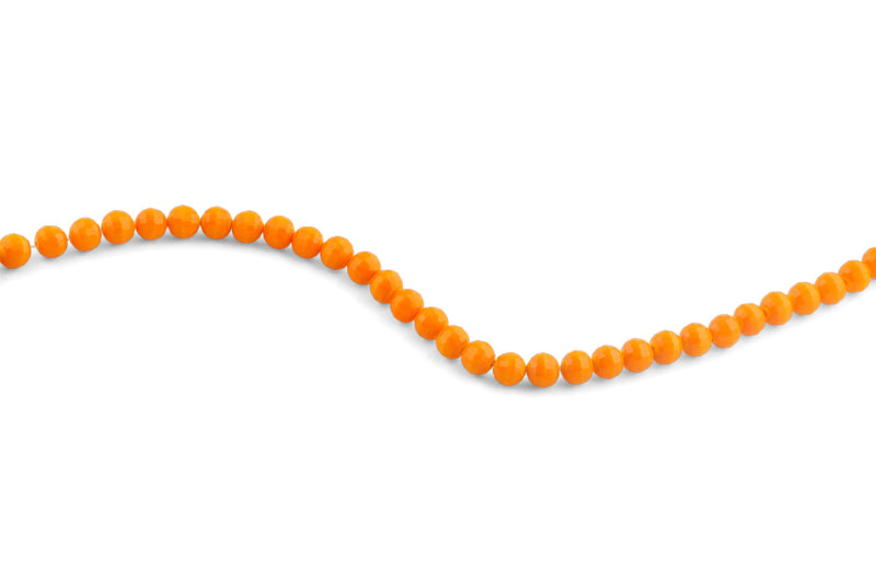 8mm Orange Faceted Round Crystal Beads