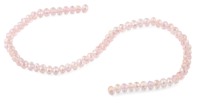 8mm Pink Faceted Rondelle Crystal Beads