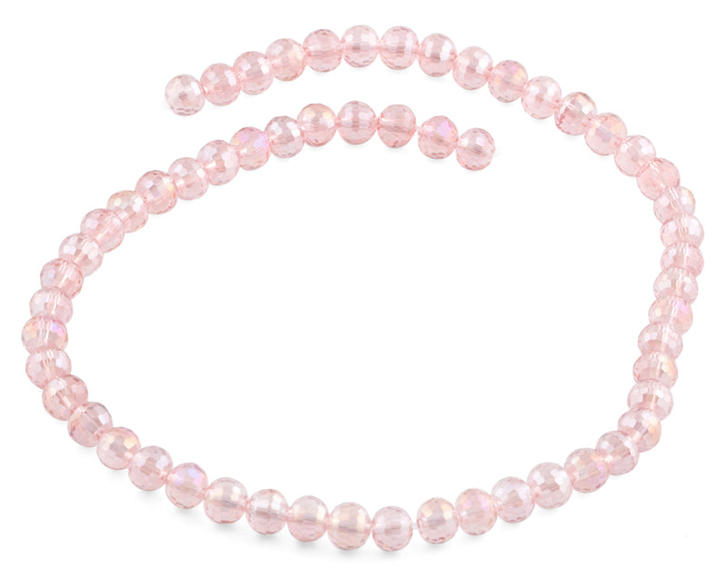 8mm Pink Faceted Round Crystal Beads