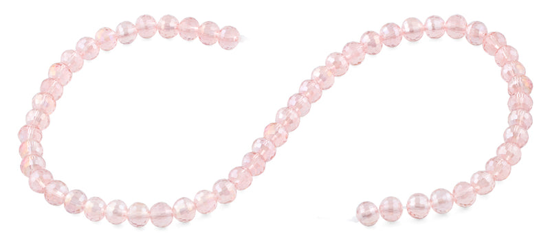 8mm Pink Faceted Round Crystal Beads