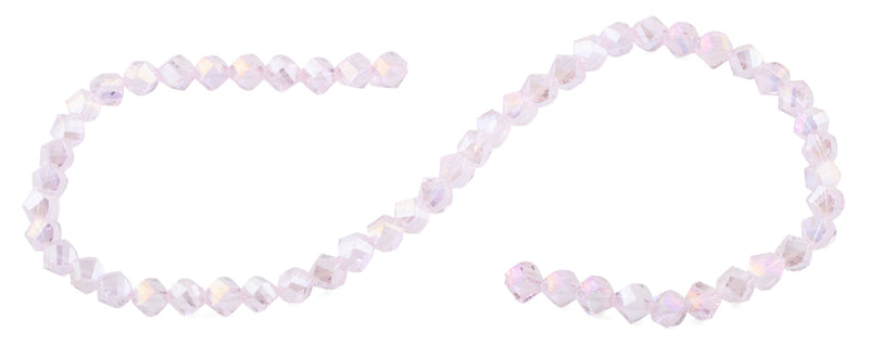 8mm Pink Twist Faceted Crystal Beads