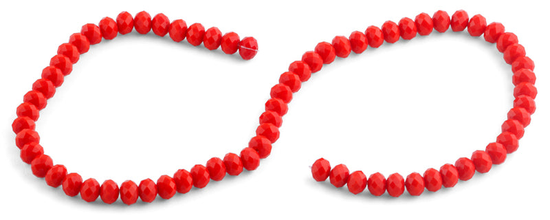 8mm Red Faceted Rondelle Crystal Beads