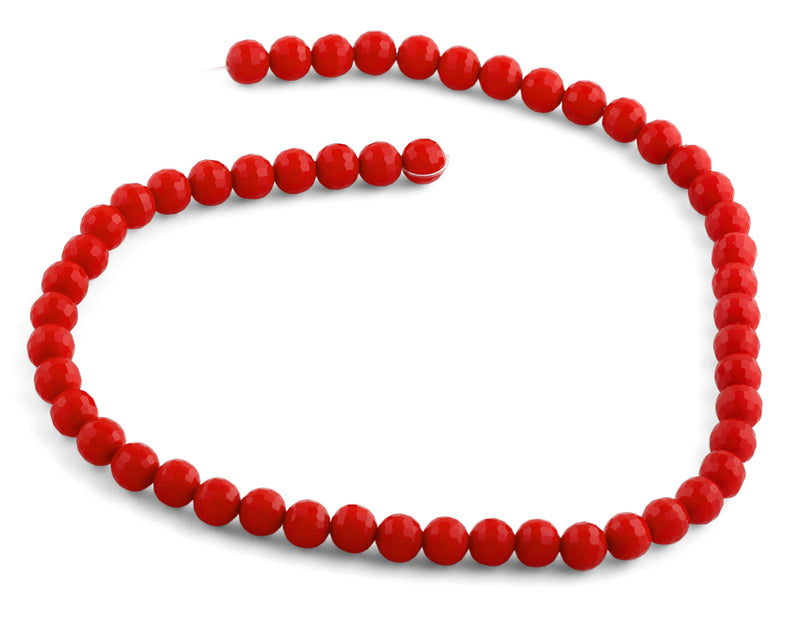 8mm Red Faceted Round Crystal Beads