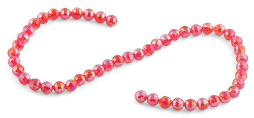 8mm Red Round Faceted Crystal Beads