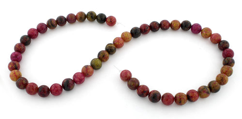 8mm Round Red Turtle Jasper Gem Stone Beads