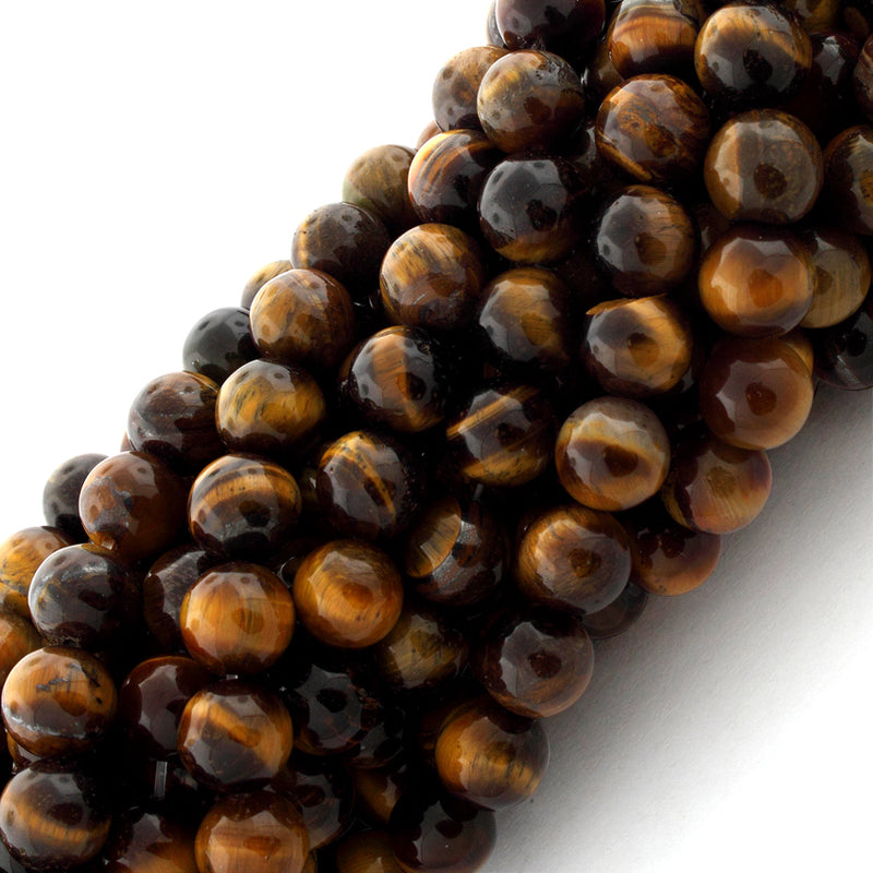 8mm Round Tigereye Gem Stone Beads