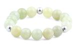 8mm Sterling Silver & 12mm New Jade Round Bead Bracelet