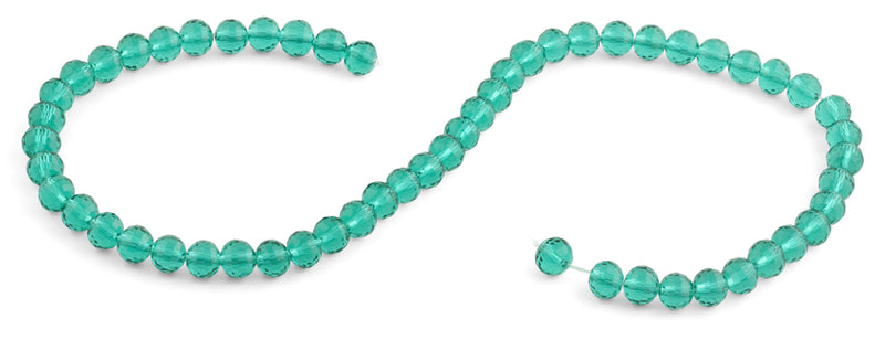 8mm Teal Faceted Round Crystal Beads