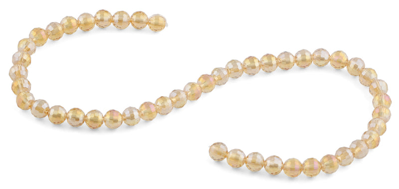 8mm Yellow Round Faceted Crystal Beads