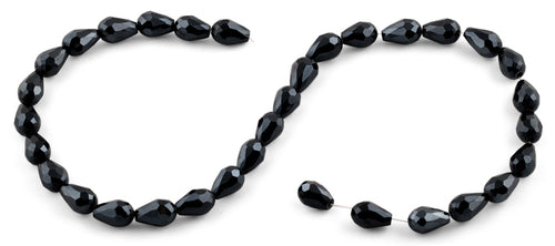 8x12mm Black Drop Faceted Crystal Beads