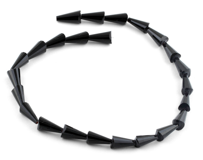 8x16mm Black Cone Faceted Crystal Beads