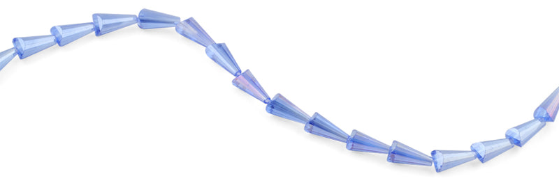 8x16mm Blue Cone Faceted Crystal Beads