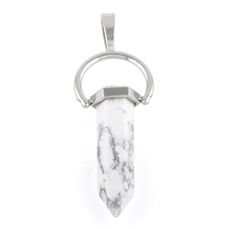 8X35mm Faceted Single Point-Swing White Howlite Pendant