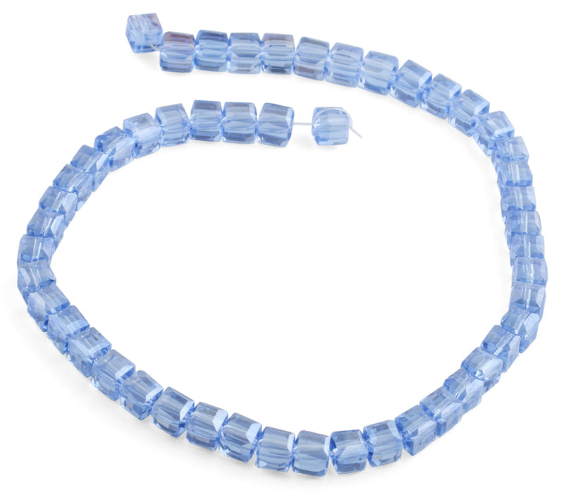 8x8mm Blue Faceted Crystal Beads