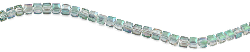 8x8mm Clear Green Square Faceted Crystal Beads