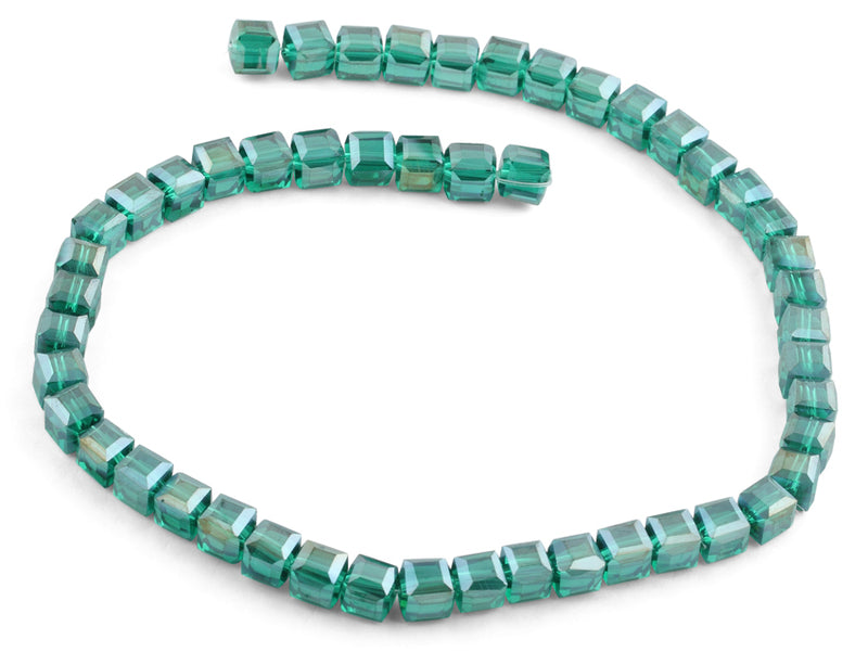 8x8mm Dark Green Square Faceted Crystal Beads