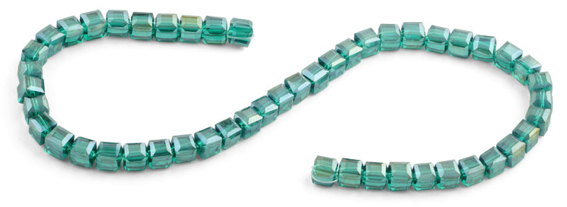 8x8mm Dark Green Square Faceted Crystal Beads