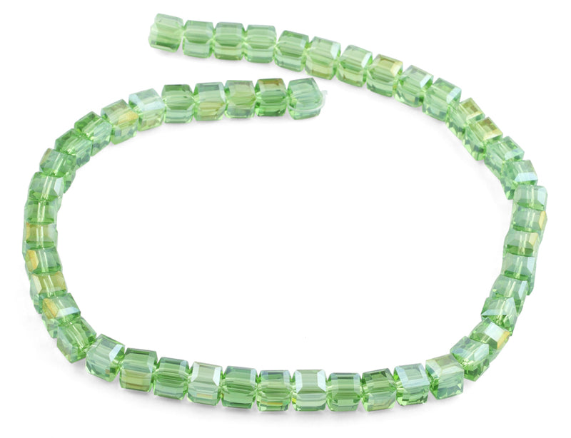 8x8mm Green Square Faceted Crystal Beads