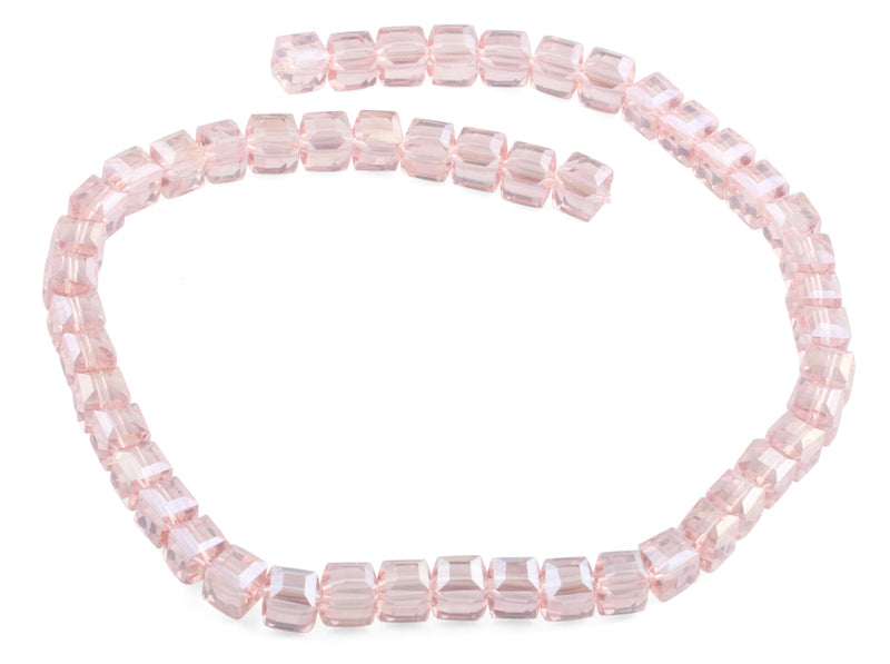8x8mm Pink Square Faceted Crystal Beads