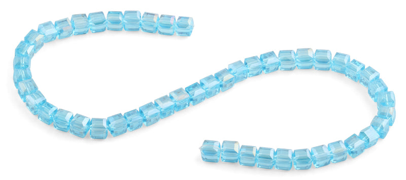 8x8mm Teal Square Faceted Crystal Beads